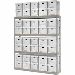 Global Industrial™ Record Storage Open With Boxes 72"W x 15"D x 84"H - Gray