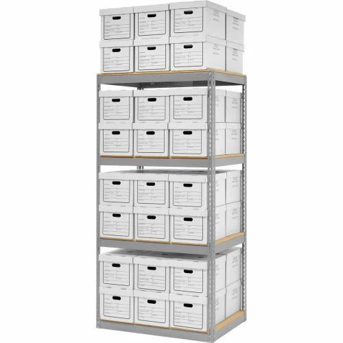 Global Industrial™ Record Storage Open With Boxes 42"W x 30"D x 84"H - Gray 1 Global Industrial™ Record Storage Open With Boxes 42"W x 30"D x 84"H - Gray