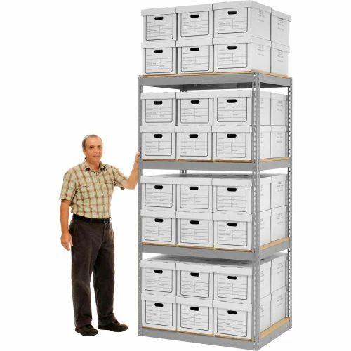 Global Industrial™ Record Storage Open With Boxes 42"W x 30"D x 84"H - Gray 2 Global Industrial™ Record Storage Open With Boxes 42"W x 30"D x 84"H - Gray - Image 2