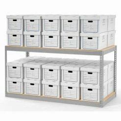 Global Industrial™ Record Storage With Boxes 72"W x 30"D x 36"H - Gray