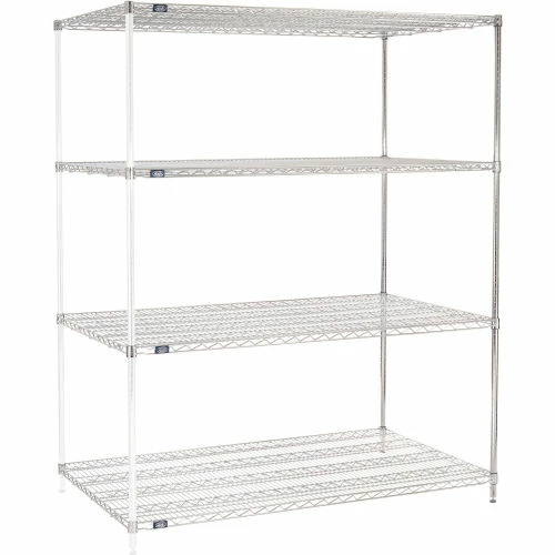 Nexel® Chrome, 4 Tier, Wire Shelving Add-On Unit, 60"W x 36"D x 74"H 1 Nexel® Chrome, 4 Tier, Wire Shelving Add-On Unit, 60"W x 36"D x 74"H