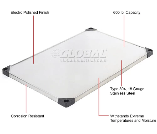 Nexel® S2448SS Stainless Steel Solid Shelf 48"W x 24"D 9 Nexel® S2448SS Stainless Steel Solid Shelf 48"W x 24"D - Image 9