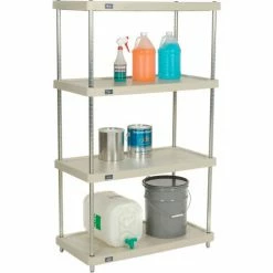 Nexel® Plastic, 4 Tier, Solid Shelving Unit, Nexelon® Posts, 36"W x 18"D x 63"H