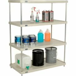 Nexel® Plastic, 4 Tier, Solid Shelving Unit, Poly-Z-Brite® Posts, 48"W x 24"D x 63"H -Shelving Sales Store 188125 03