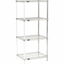Nexel® Chrome, 4 Tier, Wire Shelving Add-On Unit, 30"W x 18"D x 63"H