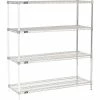 Nexel® Chrome, 4 Tier, Wire Shelving Add-On Unit, 48"W x 18"D x 63"H