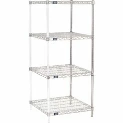 Nexel® Chrome, 4 Tier, Wire Shelving Add-On Unit, 24"W x 24"D x 54"H