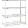 Nexel® Chrome, 4 Tier, Wire Shelving Add-On Unit, 48"W x 24"D x 54"H