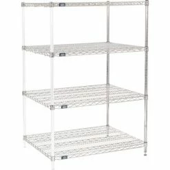 Nexel® Chrome, 4 Tier, Wire Shelving Add-On Unit, 36"W x 30"D x 63"H