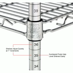 Nexel® Chrome, 4 Tier, Wire Shelving Add-On Unit, 60"W x 14"D x 74"H -Shelving Sales Store 188296 2wco 42