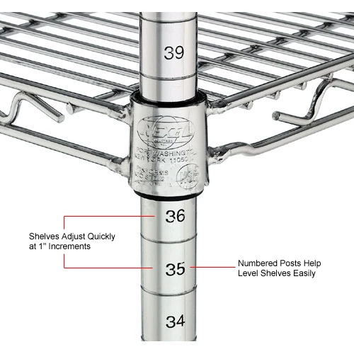 Nexel® Chrome, 4 Tier, Wire Shelving Add-On Unit, 24"W x 14"D x 63"H 7 Nexel® Chrome, 4 Tier, Wire Shelving Add-On Unit, 24"W x 14"D x 63"H - Image 7