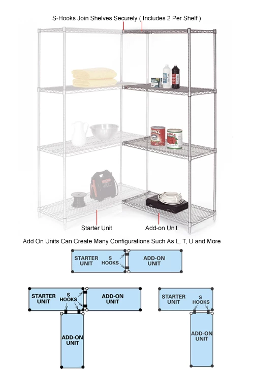 Nexel® Chrome, 4 Tier, Wire Shelving Add-On Unit, 60"W x 36"D x 74"H 5 Nexel® Chrome, 4 Tier, Wire Shelving Add-On Unit, 60"W x 36"D x 74"H - Image 5