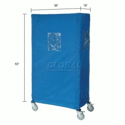 Nexel Nylon Cover, Blue, 36"W x 18"D x 63"H -Shelving Sales Store 188371 dim