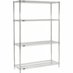 Nexel® ESD, 4 Tier, Wire Shelving Starter Unit, 60"W x 14"D x 74"H