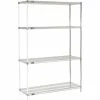Nexel® Chrome, 4 Tier, Wire Shelving Add-On Unit, 48"W x 18"D x 74"H