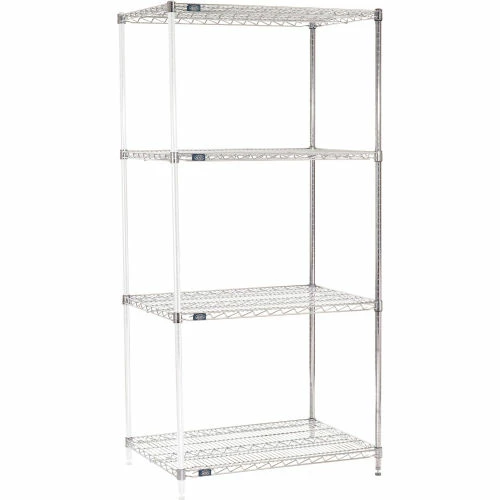 Nexel® Chrome, 4 Tier, Wire Shelving Add-On Unit, 36"W x 24"D x 74"H 1 Nexel® Chrome, 4 Tier, Wire Shelving Add-On Unit, 36"W x 24"D x 74"H