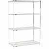 Nexel® Chrome, 4 Tier, Wire Shelving Add-On Unit, 48"W x 24"D x 86"H