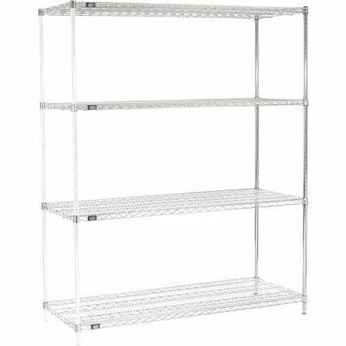 Nexel® Chrome, 4 Tier, Wire Shelving Add-On Unit, 72"W x 24"D x 86"H 1 Nexel® Chrome, 4 Tier, Wire Shelving Add-On Unit, 72"W x 24"D x 86"H