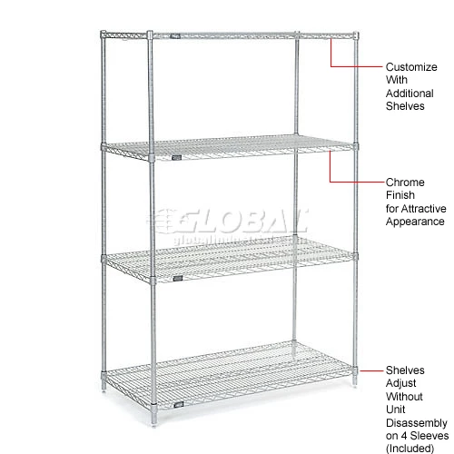 Nexel® S3672C Chrome Wire Shelf 72"W x 36"D 9 Nexel® S3672C Chrome Wire Shelf 72"W x 36"D - Image 9