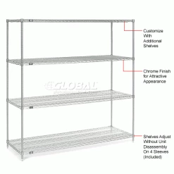 Nexel® S2472C Chrome Wire Shelf 72"W x 24"D -Shelving Sales Store 188564 5wco 3