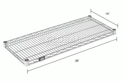 Nexel® S1436Z Poly-Z-Brite® Wire Shelf 36"W x 14"D -Shelving Sales Store 188567Z dim