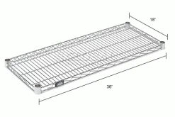 Nexel® S1836Z Poly-Z-Brite® Wire Shelf 36"W x 18"D -Shelving Sales Store 189375 dim