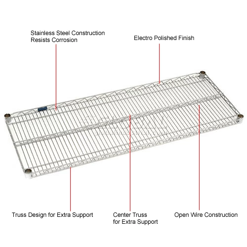 Nexel® Stainless Steel Wire Shelf 48 x 18 with Clips 13 Nexel® Stainless Steel Wire Shelf 48 x 18 with Clips - Image 13