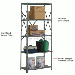 Global Industrial™ Steel Shelving 20 Ga 36"Wx12"Dx85"H Open Clip Style 5 Shelf -Shelving Sales Store 234191A 1wco 1