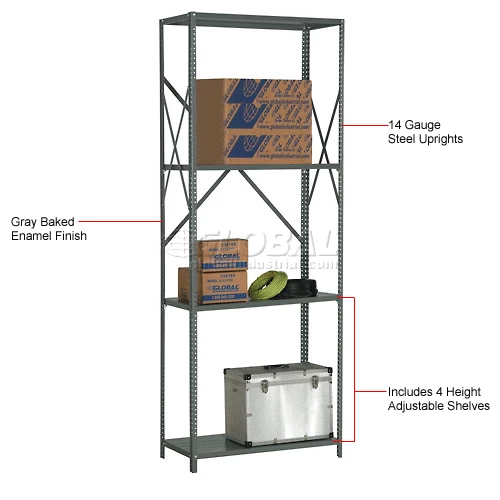 Global Industrial™ Steel Shelving 20 Ga 36"Wx18"Dx97"H Open Clip Style 4 Shelf 17 Global Industrial™ Steel Shelving 20 Ga 36"Wx18"Dx97"H Open Clip Style 4 Shelf - Image 17