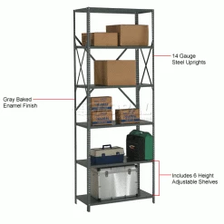 Global Industrial™ Steel Shelving 20 Ga 48"Wx12"Dx97"H Open Clip Style 6 Shelf -Shelving Sales Store 234438A 1wco 1