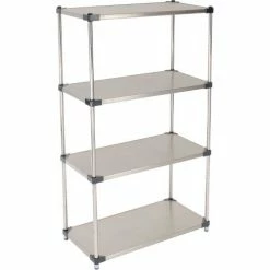 Nexel® Solid Stainless Steel, 4 Tier, Starter Unit, 36"W x 18"D x 63"H -Shelving Sales Store 235360 04