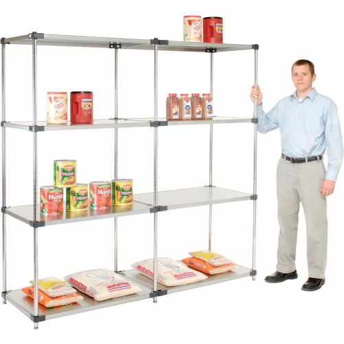 Nexel® Solid Stainless Steel, 4 Tier, Add-On Unit, 36"W x 18"D x 74"H 12 Nexel® Solid Stainless Steel, 4 Tier, Add-On Unit, 36"W x 18"D x 74"H - Image 12