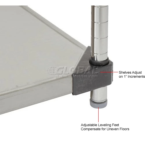 Nexel® Solid Stainless Steel, 4 Tier, Add-On Unit, 36"W x 18"D x 86"H 16 Nexel® Solid Stainless Steel, 4 Tier, Add-On Unit, 36"W x 18"D x 86"H - Image 16