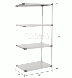 Nexel® Solid Stainless Steel, 4 Tier, Add-On Unit, 36"W x 18"D x 86"H 33 Nexel® Solid Stainless Steel, 4 Tier, Add-On Unit, 36"W x 18"D x 86"H -Shelving Sales Store 235375 dim