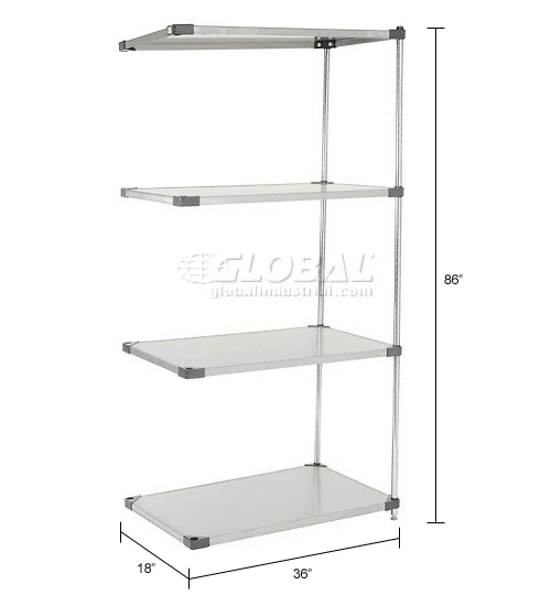 Nexel® Solid Stainless Steel, 4 Tier, Add-On Unit, 36"W x 18"D x 86"H 17 Nexel® Solid Stainless Steel, 4 Tier, Add-On Unit, 36"W x 18"D x 86"H - Image 17