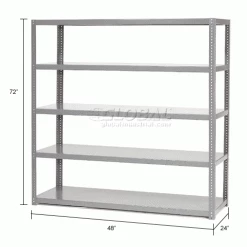 Global Industrial™ Extra Heavy Duty Shelving, 48"W x 24"D x 72"H, 5 Shelves, Gray -Shelving Sales Store 236614 dim