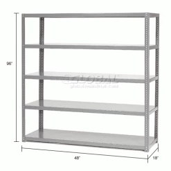 Global Industrial™ Extra Heavy Duty Shelving, 48"W x 18"D x 96"H, 5 Shelves, Gray -Shelving Sales Store 236636 dim