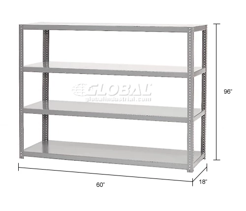 Global Industrial Extra Heavy Duty Shelving, 60"W x 18"D x 96"H, 4 Shelves, Gray 13 Global Industrial Extra Heavy Duty Shelving, 60"W x 18"D x 96"H, 4 Shelves, Gray - Image 13