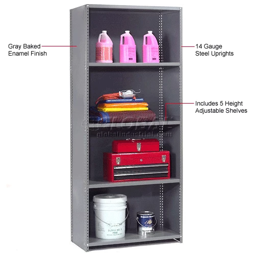Global Industrial™ Steel Shelving 20 Ga 36"Wx18"Dx85"H Closed Clip Style 5 Shelf Starter 15 Global Industrial™ Steel Shelving 20 Ga 36"Wx18"Dx85"H Closed Clip Style 5 Shelf Starter - Image 15