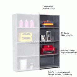 Global Industrial™ Steel Shelving 18 Ga 48"Wx24"Dx85"H Closed Clip 5 Shelf Add-On -Shelving Sales Store 236800 1wco 12