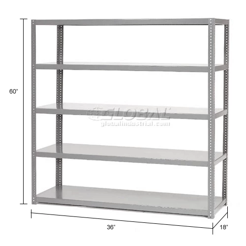 Global Industrial Extra Heavy Duty Shelving, 36"W x 18"D x 60"H, 5 Shelves, Gray 13 Global Industrial Extra Heavy Duty Shelving, 36"W x 18"D x 60"H, 5 Shelves, Gray - Image 13