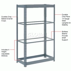 Global Industrial Heavy Duty Shelving 36"W x 12"D x 60"H With 4 Shelves - No Deck - Gray -Shelving Sales Store 254422 1wco