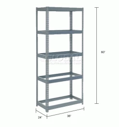 Global Industrial™ Extra Heavy Duty Shelving 36"W x 24"D x 60"H With 5 Shelves, No Deck, Gray -Shelving Sales Store 255414 dim