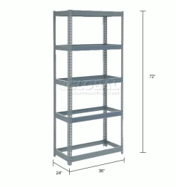Global Industrial™ Extra Heavy Duty Shelving 36"W x 24"D x 72"H With 5 Shelves, No Deck, Gray -Shelving Sales Store 255414 dimx