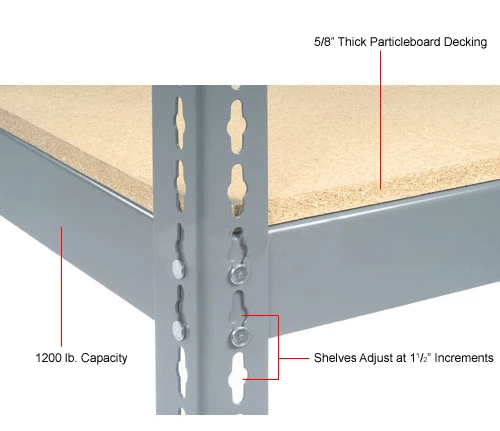 Global Industrial Extra Heavy Duty Shelving 48"W x 24"D x 84"H With 7 Shelves, Wood Deck, Gry 14 Global Industrial Extra Heavy Duty Shelving 48"W x 24"D x 84"H With 7 Shelves, Wood Deck, Gry - Image 14