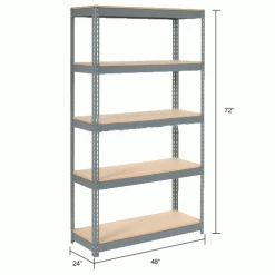 Global Industrial Extra Heavy Duty Shelving 48"W x 24"D x 72"H With 5 Shelves, Wood Deck, Gry 38 Global Industrial Extra Heavy Duty Shelving 48"W x 24"D x 72"H With 5 Shelves, Wood Deck, Gry -Shelving Sales Store 255441 dimx