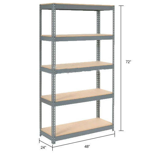 Global Industrial Extra Heavy Duty Shelving 48"W x 24"D x 72"H With 5 Shelves, Wood Deck, Gry 19 Global Industrial Extra Heavy Duty Shelving 48"W x 24"D x 72"H With 5 Shelves, Wood Deck, Gry - Image 19