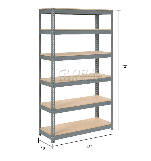 Global Industrial Extra Heavy Duty Shelving 48"W x 18"D x 72"H With 6 Shelves, Wood Deck, Gry 17 Global Industrial Extra Heavy Duty Shelving 48"W x 18"D x 72"H With 6 Shelves, Wood Deck, Gry - Image 17