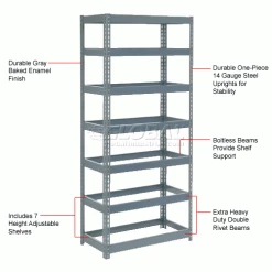 Global Industrial Extra Heavy Duty Shelving 36"W x 24"D x 84"H With 7 Shelves, No Deck, Gray 26 Global Industrial Extra Heavy Duty Shelving 36"W x 24"D x 84"H With 7 Shelves, No Deck, Gray -Shelving Sales Store 255491 1wco 1