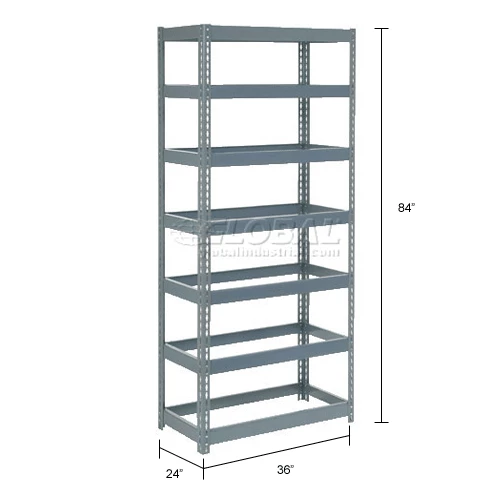 Global Industrial Extra Heavy Duty Shelving 36"W x 24"D x 84"H With 7 Shelves, No Deck, Gray 15 Global Industrial Extra Heavy Duty Shelving 36"W x 24"D x 84"H With 7 Shelves, No Deck, Gray - Image 15